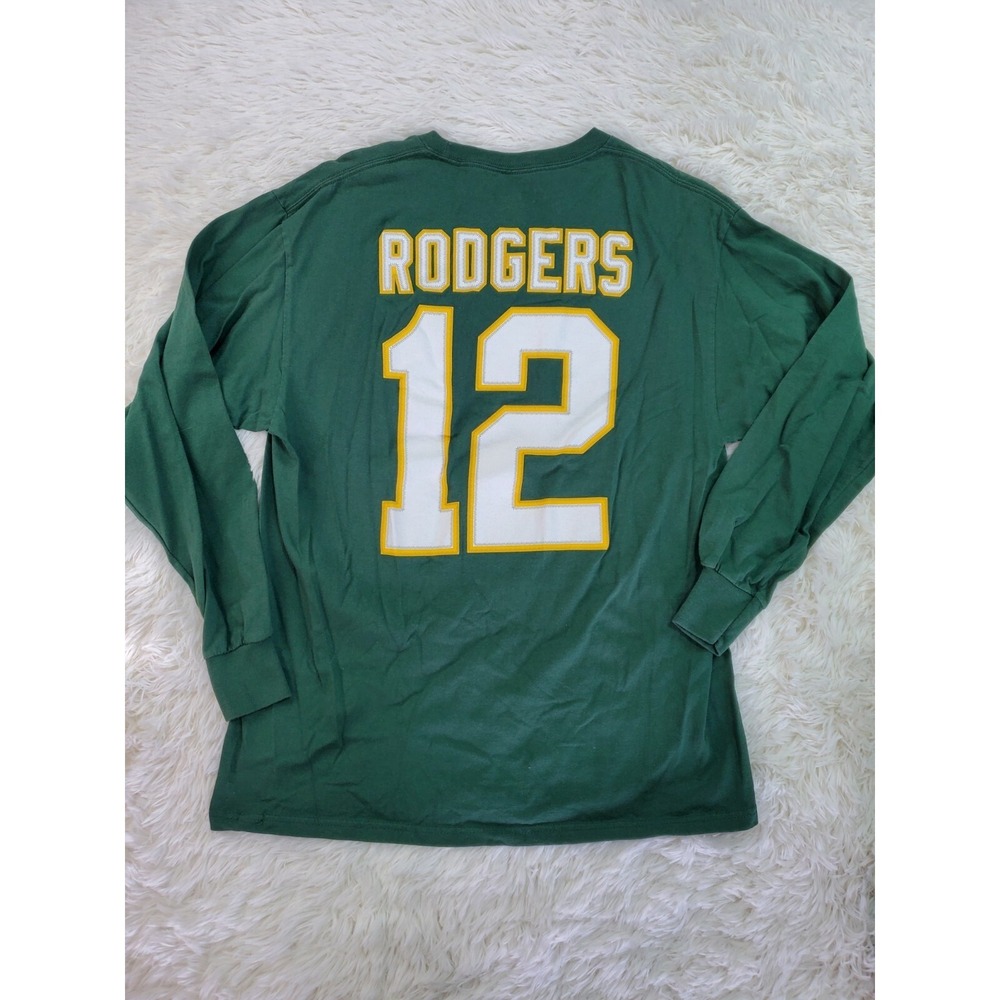 Green Bay Packers Shirt Large Mens Aaron Rodgers NFL Team Apparel Long Sleeve
